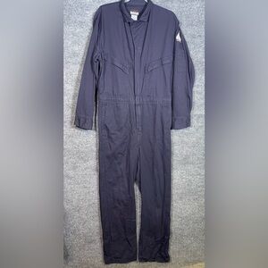 Bulwark FR Mens 38 Reg Navy Blue Ultrasoft Flame Resistant Jumpsuit Workwear